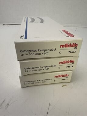 Lot Of 3 Märklin H0 74613 Gebogenes Rampenstück Brücke 360 mm R1 30° 1:87